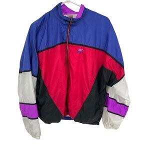 Vintage NIKE Colorblock Spellout Track Jacket Windbreaker Full Zip Retro Sz LG